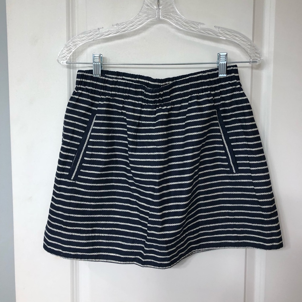 Jcrew navy and white striped skirt